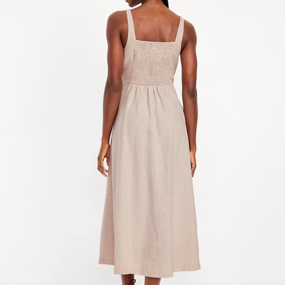 Old Navy Fit and Flare Sleeveless Linen- Blend MIDI Dress - Picture 3 of 5